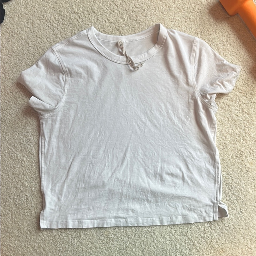 Lululemon Athletica White Relaxed Crop T-Shirt